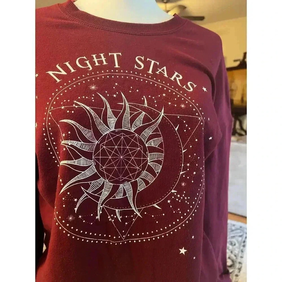 Cold crush sweatshirt night stars long sleeve maroon small - Picture 2 of 4